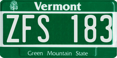VT license plate ZFS183