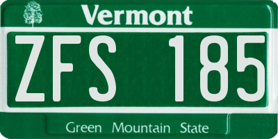 VT license plate ZFS185