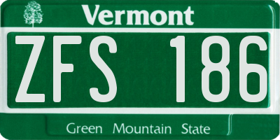 VT license plate ZFS186