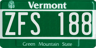 VT license plate ZFS188