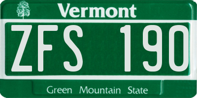 VT license plate ZFS190