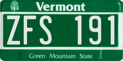 VT license plate ZFS191