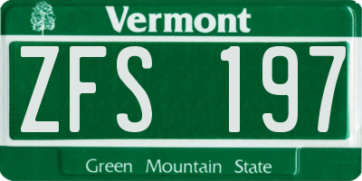 VT license plate ZFS197