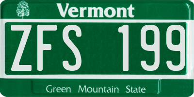 VT license plate ZFS199