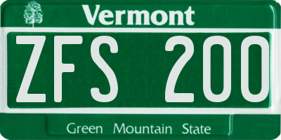 VT license plate ZFS200