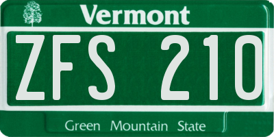VT license plate ZFS210