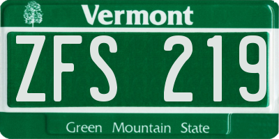 VT license plate ZFS219