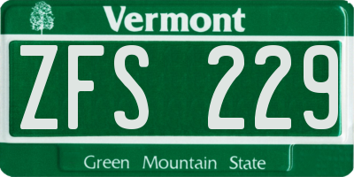 VT license plate ZFS229