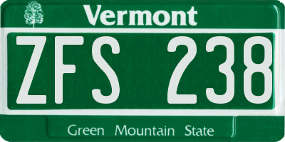 VT license plate ZFS238
