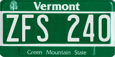 VT license plate ZFS240