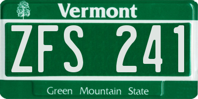 VT license plate ZFS241