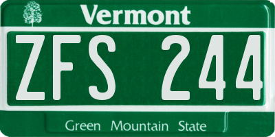 VT license plate ZFS244
