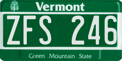 VT license plate ZFS246
