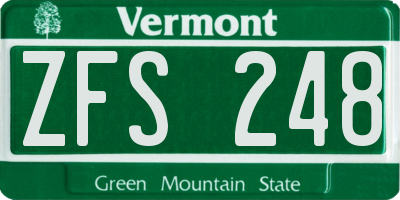 VT license plate ZFS248