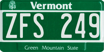 VT license plate ZFS249