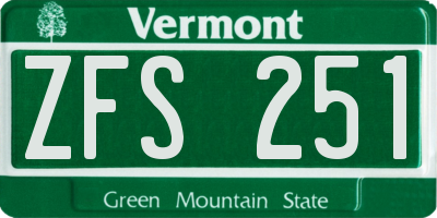 VT license plate ZFS251