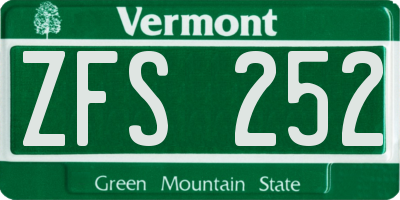 VT license plate ZFS252