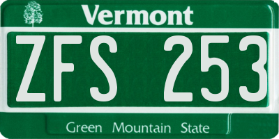 VT license plate ZFS253