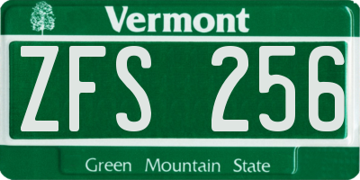 VT license plate ZFS256