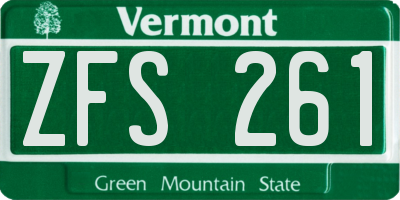 VT license plate ZFS261