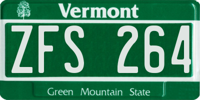 VT license plate ZFS264