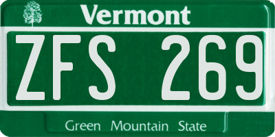 VT license plate ZFS269