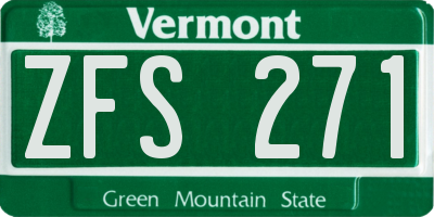VT license plate ZFS271