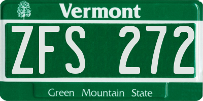 VT license plate ZFS272
