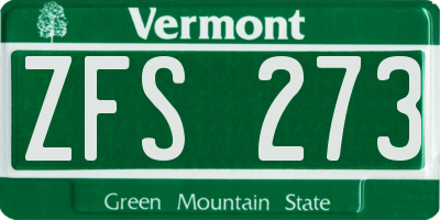 VT license plate ZFS273