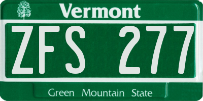 VT license plate ZFS277