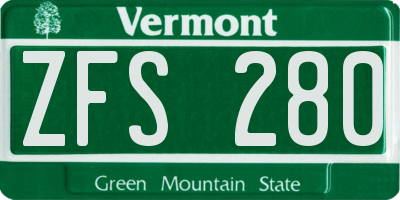 VT license plate ZFS280