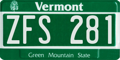 VT license plate ZFS281