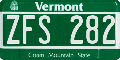 VT license plate ZFS282