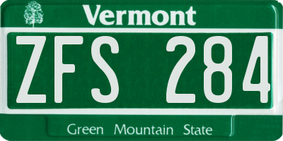 VT license plate ZFS284
