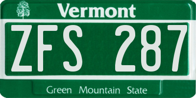 VT license plate ZFS287