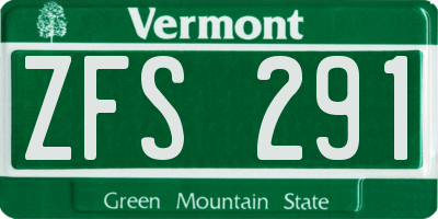 VT license plate ZFS291