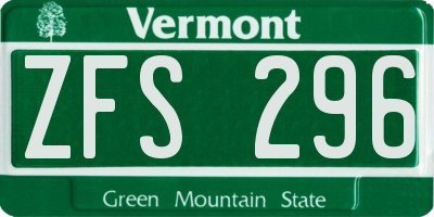 VT license plate ZFS296