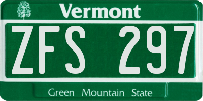 VT license plate ZFS297