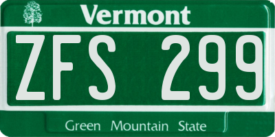 VT license plate ZFS299