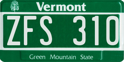 VT license plate ZFS310