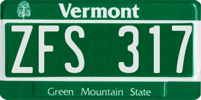 VT license plate ZFS317