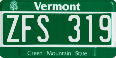 VT license plate ZFS319