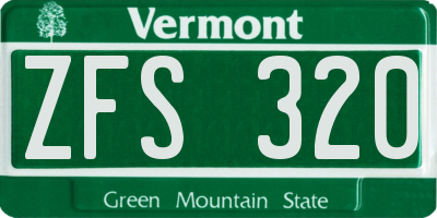 VT license plate ZFS320