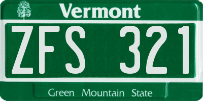 VT license plate ZFS321