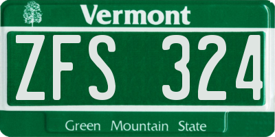 VT license plate ZFS324
