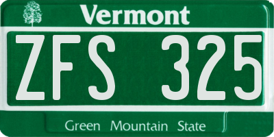VT license plate ZFS325