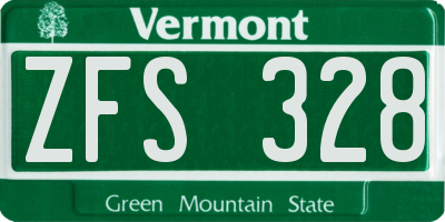 VT license plate ZFS328