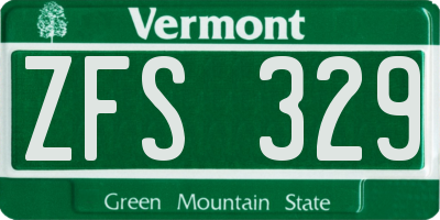 VT license plate ZFS329