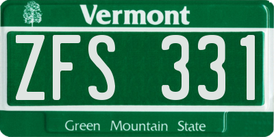 VT license plate ZFS331
