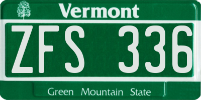 VT license plate ZFS336